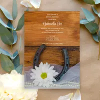 White Daisy and Horseshoe Western Bridal Shower Invitation