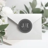 Tailored Black & White Wedding Initials ID1090 Classic Round Sticker