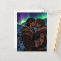 The Gay Men Kissing in the Northern Lights Postcard
