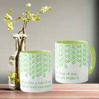 Neon green leaves - fractal art, irish saying,  mug