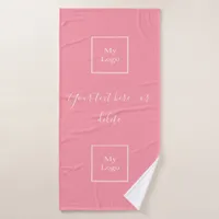 Company logo pink white text business bath towel