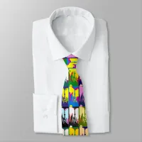 Pop Art Colorful Guitar Pattern Neck Tie