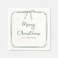 Personalized Minimalist Bow Design Christmas Party Napkins