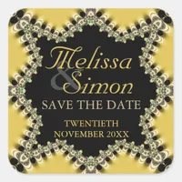 Fresh yellow +black eastern Save the Date Stickers