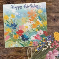 Colorful Flowers Pretty Floral Happy Birthday Card