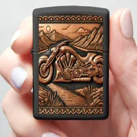 Majestic Futuristic Motorcycle in Leather Zippo Lighter