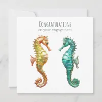 Elegant Pretty Seahorses Engaged Couple Engagement Card