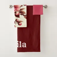 Personalized Cherry Blossom Bath Towel Set