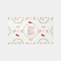 Silly Goose Theme Cute Geese Pink Monogram Rug