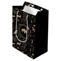 Buffalo Adventures Pattern and Label Kraft ID599 Medium Gift Bag