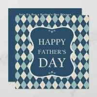 Happy Fathers Day Blue Shades Argyle Dinner Party Invitation