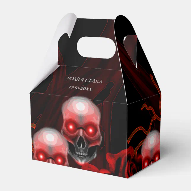 Scary floral dark moody gothic skull halloween favor boxes