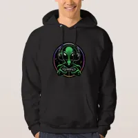 Alien Playing Video Games | Stellar Button Smasher Hoodie