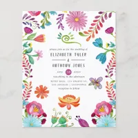 Colorful Watercolor Floral Mexican Fiesta Wedding  Flyer