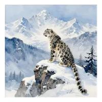 A Snow Leopard on Snowy Peak Acrylic Print
