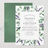 Watercolor Eucalyptus Lavender Greenery Wedding Invitation