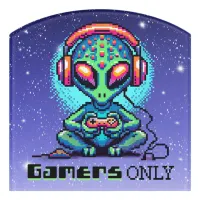 Gamers Only | Pixel Art Alien  Door Sign