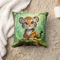 Baby Tiger | Cute Cartoon Kid's Nursery Art Throw Pillow