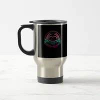 Heart Sign Skeleton Hand - Spooky Skeleton Hallowe Travel Mug