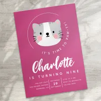 Cute Cat Time to Paw-ty Birthday Party Invitation