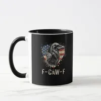 F-Caw-F Crow Bird Heart USA Flag Vintage Mug