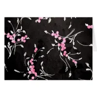 Floral Pattern Digital Art in Black and Pink