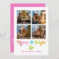 Non-Traditional Merry & Bright Modern Christmas Holiday Card