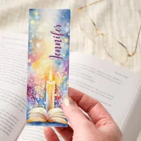 Candle Open Bible Starry Night Personalized Bookmarks