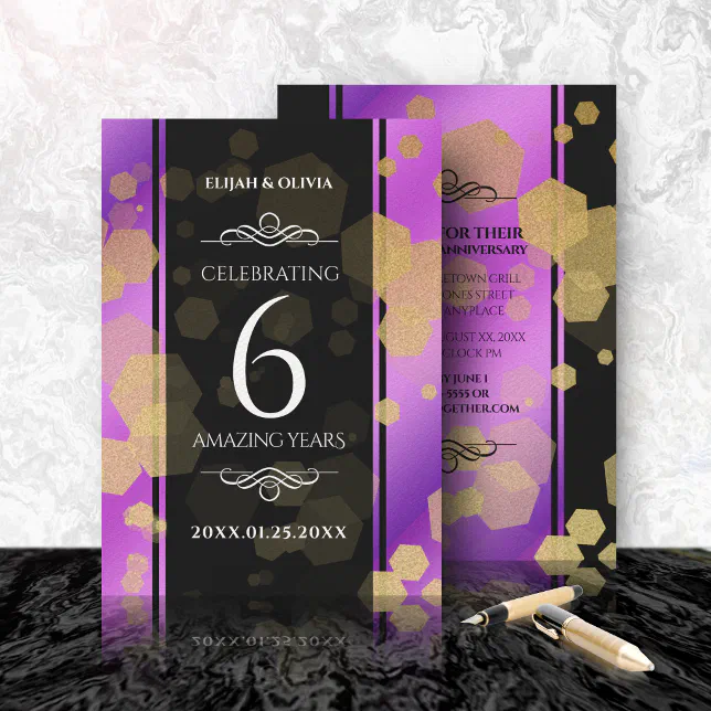 Elegant 6th Amethyst Wedding Anniversary Invitation