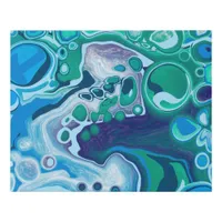 Blue Green Digital Marble Fluid Art     Faux Canvas Print