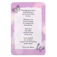 Love you Mom, Poem, Purple Butterflies Magnet