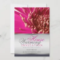 Pink Gerbera Flower House Warming Invitation