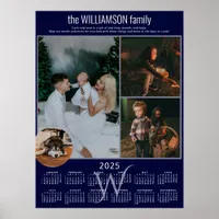 2025 Calendar 4 Photo Collage Family Keepsake Poster