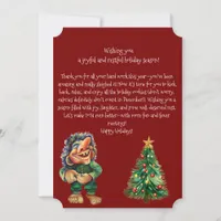 Cheeky Christmas Troll and Tree Delight  Holiday Card