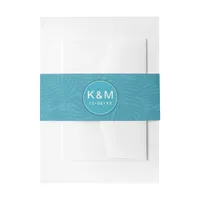 Watercolor Tropical Round Label Teal ID577 Invitation Belly Band