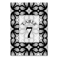 Black and White Mandala Wedding Table Number Card