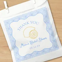 Thank You Lemon Blue Tiles Custom Bridal Shower Favor Bag