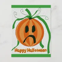 Vintage Sad Jack o' Lantern Postcard