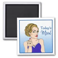 Today's Mood, Retro Lady Flipping the Bird   Magnet