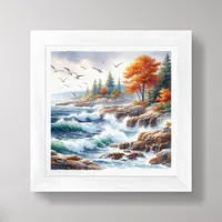 Fall Coastal Beach Art for Small Spaces Framed Art