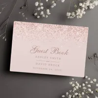 Rose Gold Confetti Blush Pink Modern Chic Wedding Guest Book
