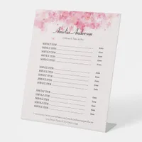 Floral Blush Pink Makeup Hair Stylist Price List Pedestal Sign