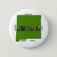 New Mexico Map Outline Photo Text Pinback Button