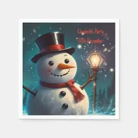 Cheerful Snowman Party Invitation  - Festive Card. Napkins