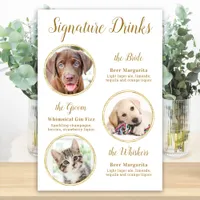 Signature Drinks Elegant Gold Pet Wedding 3 Photos Foam Board
