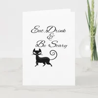 Eat Drink And Be Scary Cat Funny Cute Spooky Hallo Card