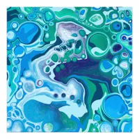 Blue Green Digital Marble Fluid Art    Photo Print
