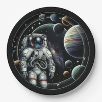 Vintage Astronaut and Planets Paper Plates