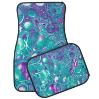 Purple and teal marble fluid art  Bubbles Swirls  Car Floor Mat