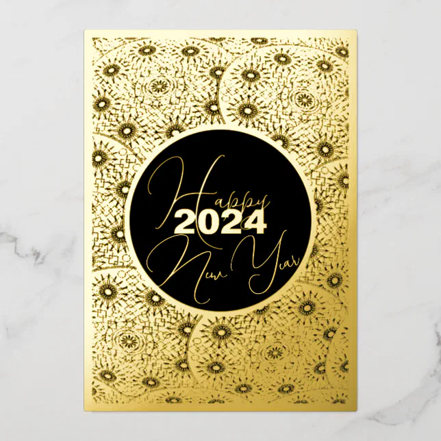 Golden mandala - Happy New Year 2024 Foil Invitation